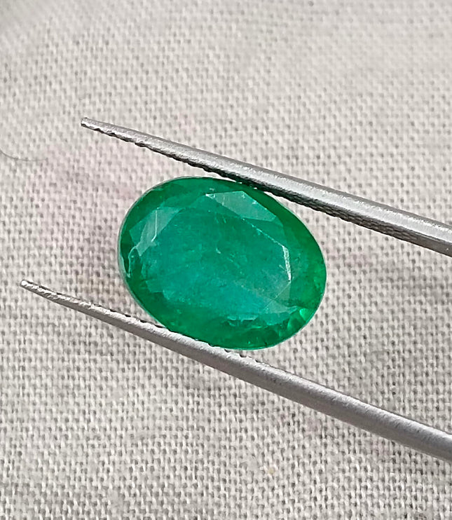 Zambian Emerald 3.05ct Medium Deep Green Oval Cut Loose Gemstone