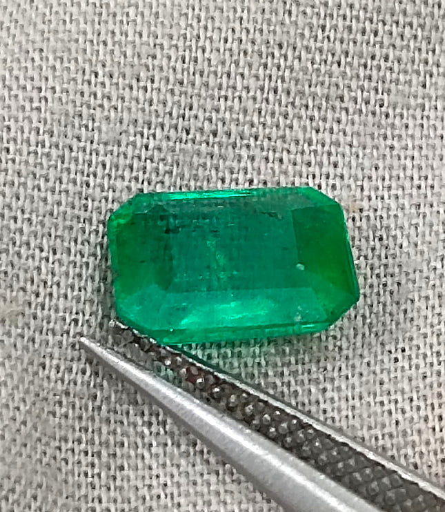 Zambian Emerald 2.40ct Alpine Green Certified Natural Octagon Cut Loose Gemstone