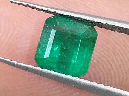 Zambian Emerald 1.61ct Natural Certified Medium Green Octagon Cut Loose Gemstone