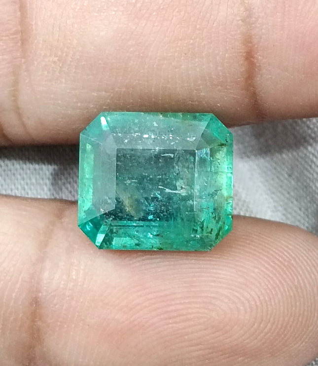 10.10ct Natural Emerald AGRL Certified Pastel Green Octagon Cut Loose Gemstone