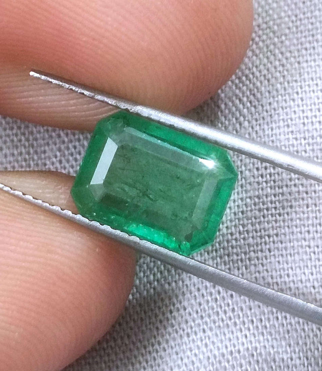 Zambian Emerald 2.76ct Certified Natural Medium Green Octagon Cut Loose Gemstone