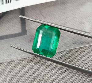 Certified 1.31ct Natural Zambian Emerald Parrot Green Octagon Cut Gemstone