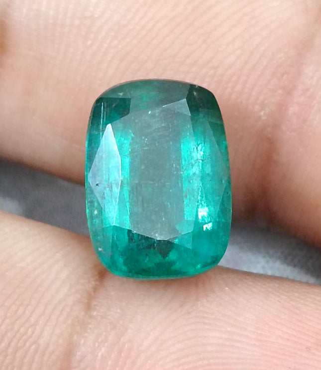 Zambian Emerald 7.34ct Deep Green Cushion Cut Natural Loose Stone