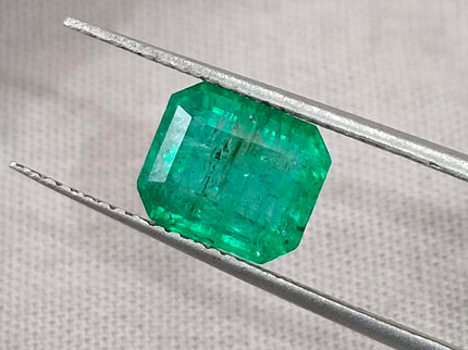Zambian Emerald 2.30ct Intense Spring Green Octagon Cut Loose Gemstone