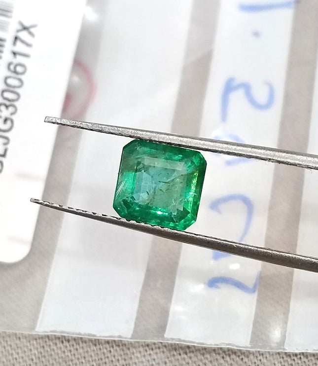 1.59ct Colombian Emerald Natural SGL Certified Medium Deep Green Octagon Cut Loose Gemstone