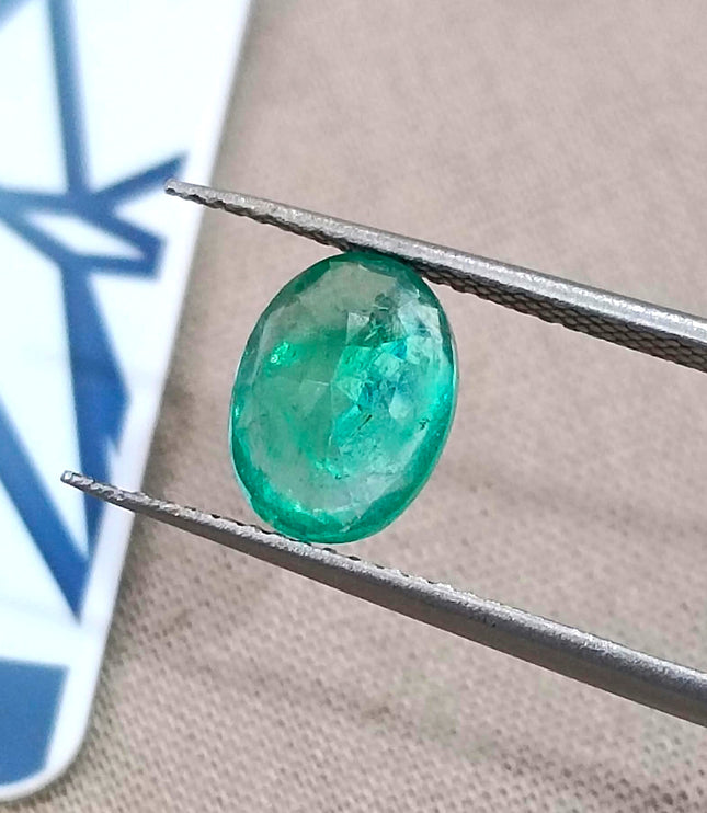 1.73ct Panjshir Emerald Natural Medium Intense Green Oval Gemstone