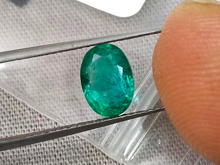 Certified 1.26ct Natural Zambian Emerald Medium Bright Green Oval Cut Loose Gemstone