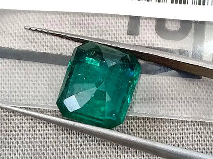 Zambian Emerald 3.38ct Natural Certified Medium Deep Green Octagon Cut Gemstone