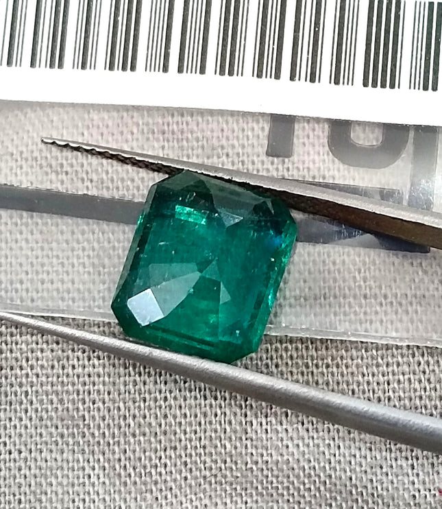 Zambian Emerald 3.38ct Natural Certified Medium Deep Green Octagon Cut Gemstone