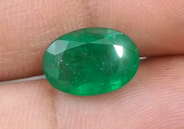 GSI Certified 4.09ct Medium Green Natural Zambian Emerald Minor Oiled Loose Gemstone