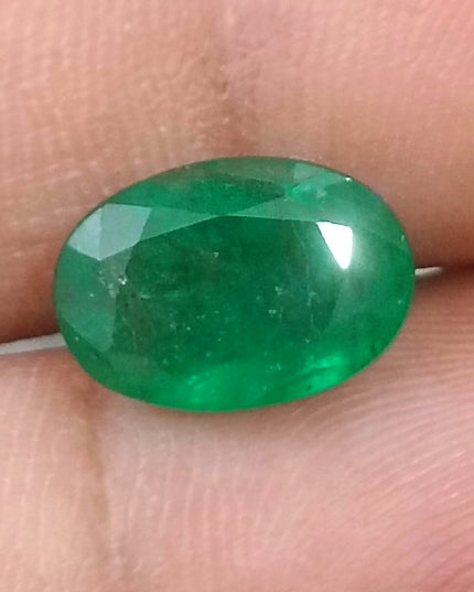 GSI Certified 4.09ct Medium Green Natural Zambian Emerald Minor Oiled Loose Gemstone