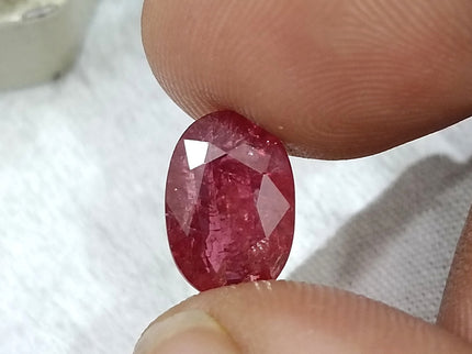 3.72ct Unheated Mozambique Ruby Natural SGL Certified Rasberry Red Oval Cut Loose Gemstone