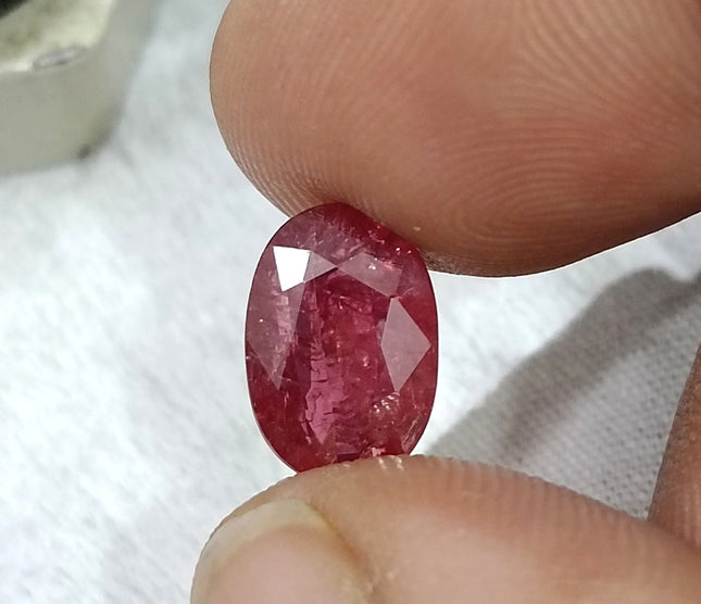 3.72ct Unheated Mozambique Ruby Natural SGL Certified Rasberry Red Oval Cut Loose Gemstone