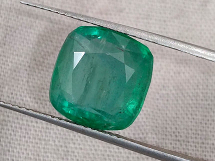 Zambian Emerald 5.87ct Natural Deep Green Cushion Cut Loose Gemstone
