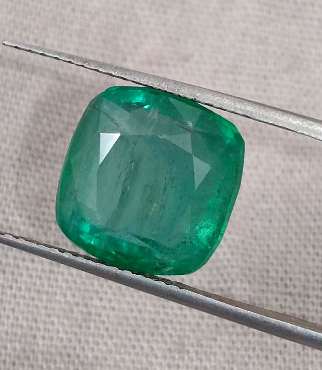 Zambian Emerald 5.87ct Natural Deep Green Cushion Cut Loose Gemstone