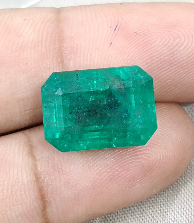 Natural Emerald 13.86ct Zambia Deep Green Octagon Cut Gemstone