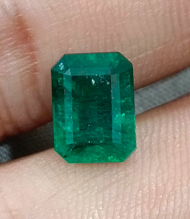 Deep Green 3.31ct Zambian Emerald, Certified Natural Octagon Cut Loose Gemstone