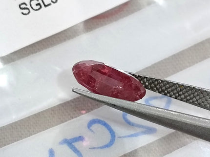 2.82ct Unheated Natural Ruby SGL Certified Mozambique Purplish Red Oval Cut Loose Gemstone