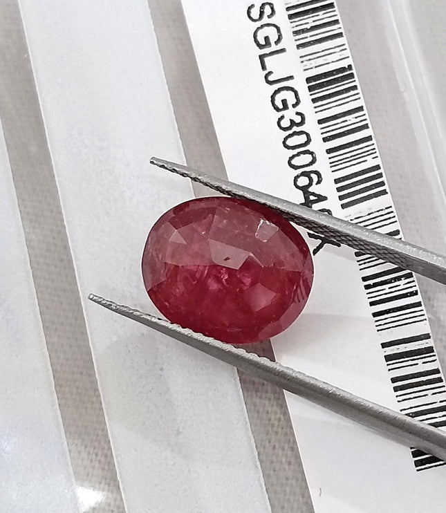 3.76ct Untreated Mozambique Ruby Natural Wine Red SGL Certified Oval Cut Gemstone