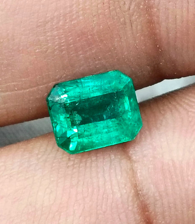 2.15ct Certified Zambian Emerald, Natural Medium Green Octagon Cut Gemstone