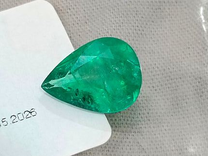 3.96ct Colombian Color Emerald Natural GSI Certified Medium Green Pear Cut Gemstone
