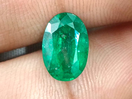 3.24ct Vivid Green Zambian Emerald, Certified Natural Oval Cut Loose Gemstone
