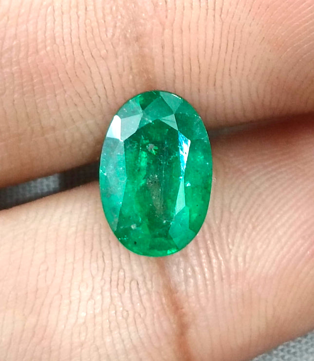 3.24ct Vivid Green Zambian Emerald, Certified Natural Oval Cut Loose Gemstone