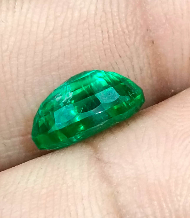 3.02ct Zambian Emerald, Certified Natural Deep Vivid Green Oval Cut Loose Gemstone