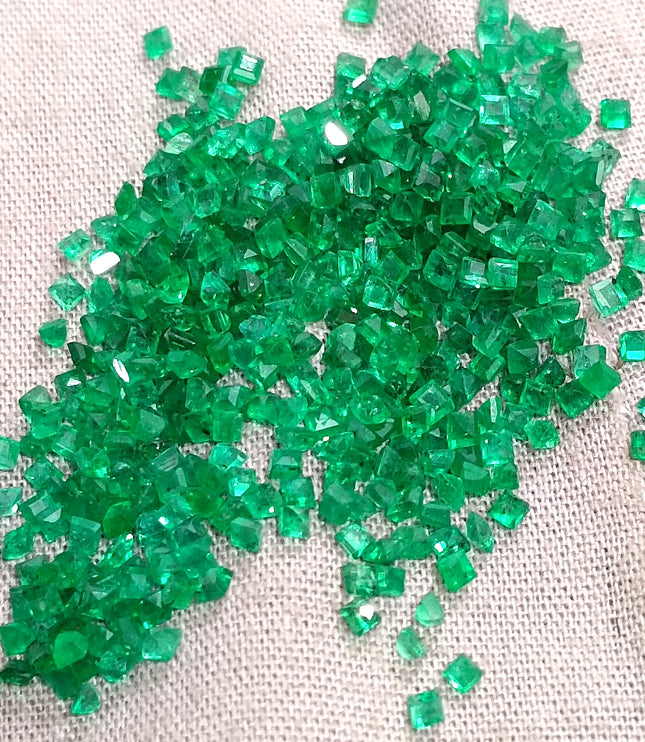 Emerald Lot Calibrated 15.42ct Princess Cut Vivid Medium Deep Green Gemstones