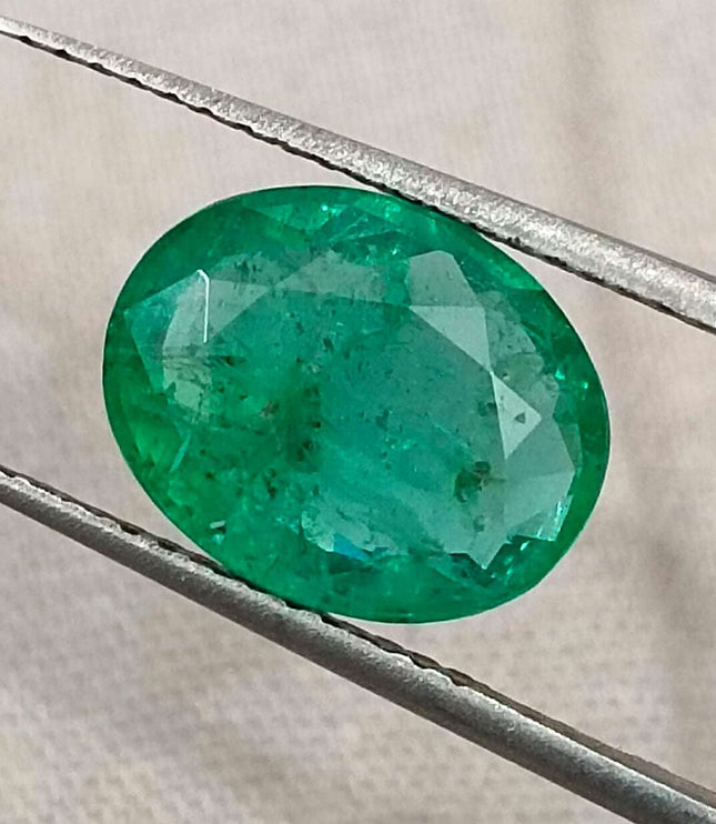 Zambian Emerald 2.42ct Certified Medium Green Oval Cut  Stone