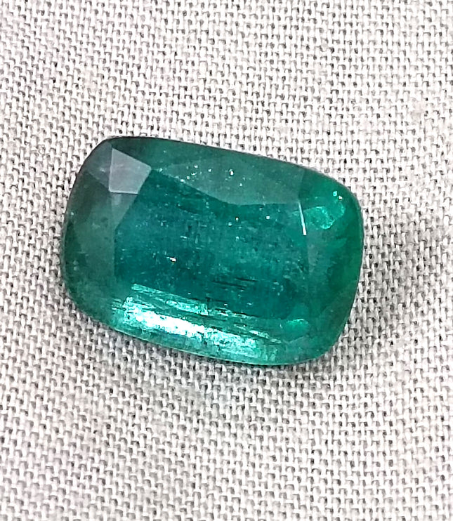 Zambian Emerald 7.34ct Deep Green Cushion Cut Natural Loose Stone