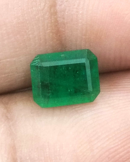 GSI Certified 1.50ct Deep Green Zambian Emerald Minor Oiled Loose Gemstone