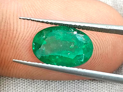 3.24ct Vivid Green Zambian Emerald, Certified Natural Oval Cut Loose Gemstone