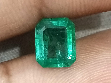 1.76ct Natural Emerald Zambia SGL Certified Medium Deep Green Octagon Cut Loose Gemstone
