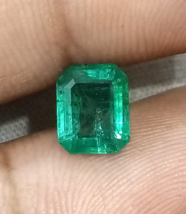 1.76ct Natural Emerald Zambia SGL Certified Medium Deep Green Octagon Cut Loose Gemstone