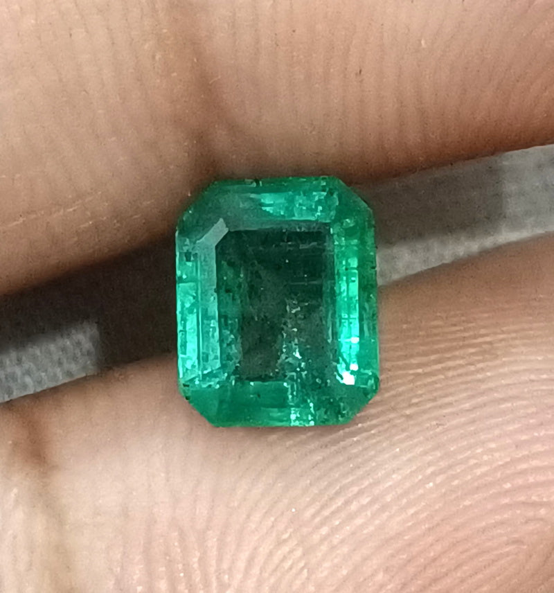 1.76ct Natural Emerald Zambia SGL Certified Medium Deep Green Octagon Cut Loose Gemstone
