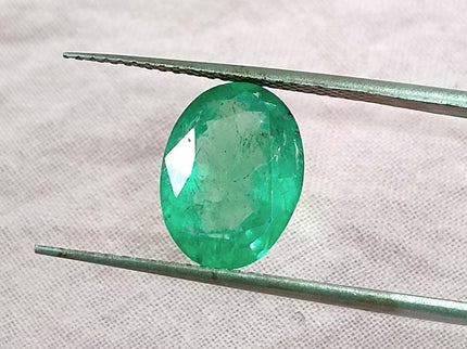 GSI Certified 2.77ct Panjshir Emerald Natural Medium Light Green Oval Cut Gemstone