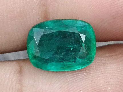 5.35ct Emerald Natural Certified Deep Pure Green Cushion Cut Stone