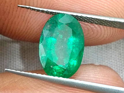 3.24ct Vivid Green Zambian Emerald, Certified Natural Oval Cut Loose Gemstone
