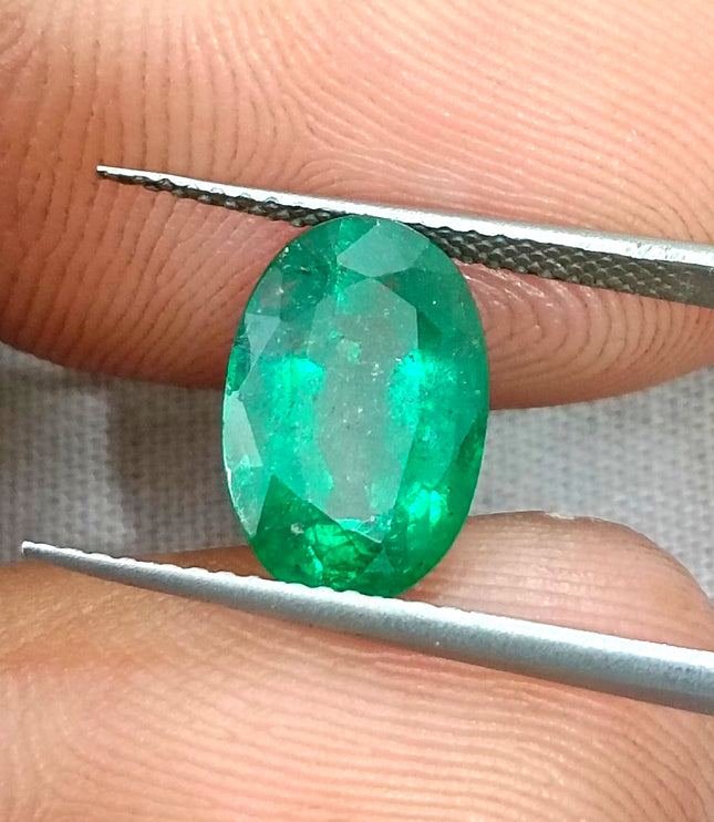 3.24ct Vivid Green Zambian Emerald, Certified Natural Oval Cut Loose Gemstone