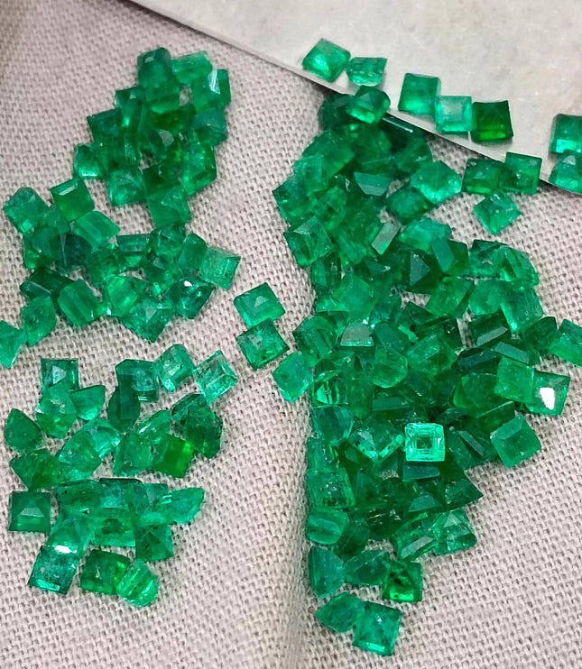 13.65ct Natural Panjshir Emerald Lot Calibrated Deep Vivid Green Princess Cut Gemstone