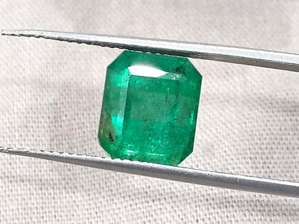 Zambian Emerald 4.77ct Natural Medium Deep Mystic Green Octagon Cut Loose Gemstone