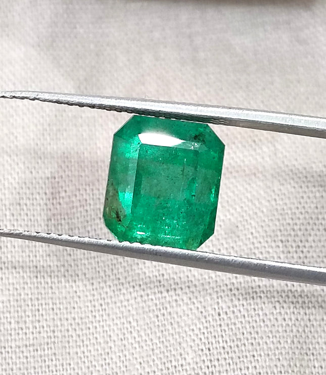 Zambian Emerald 4.77ct Natural Medium Deep Mystic Green Octagon Cut Loose Gemstone