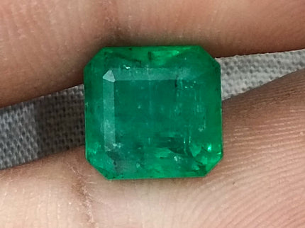 Zambian Emerald 3.53ct Bright Shamrock Green Natural Certified Octagon Cut Loose Stone