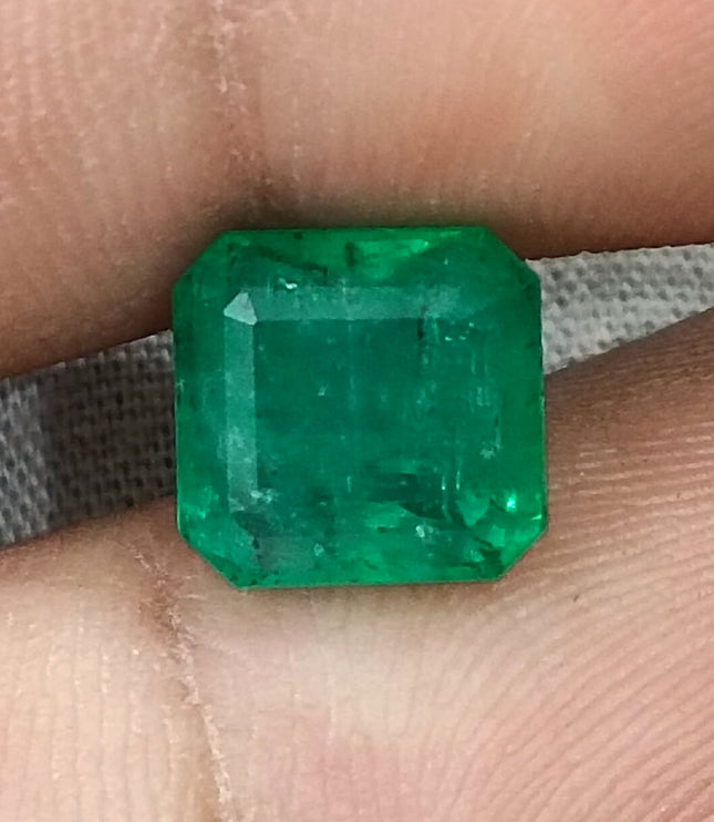 Zambian Emerald 3.53ct Bright Shamrock Green Natural Certified Octagon Cut Loose Stone
