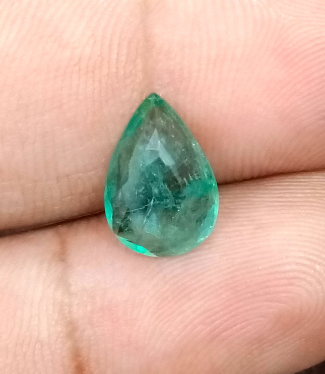 2.44ct Zambian Emerald Natural Medium Green Pear Cut SGL Certified Gemstone