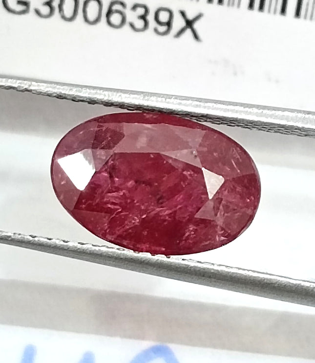 2.84ct Mozambique Ruby Untreated Natural SGL Certified Rasberry Red Stone