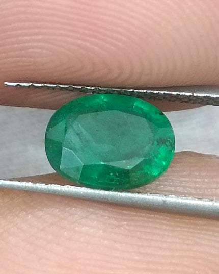 GSI USA Certified 1.33ct Deep Green Zambian Emerald Minor Oiled Loose Gemstone