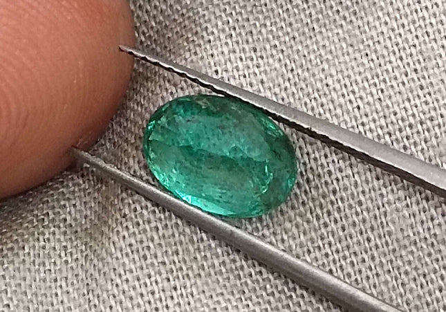 GSI Certified 1.34ct Deep Green Zambian Emerald Minor Oiled Loose Gemstone