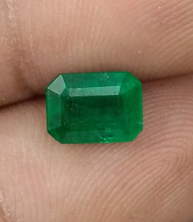 Zambian 1.65ct Deep Vivid Green Certified Natural Octagon Cut Loose Stone